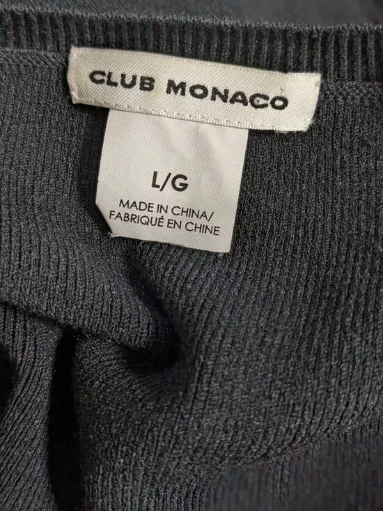 Club Monaco Women Black Sancerie Ruffle Long Sleeve Sweater Top Size Large - Picture 7 of 7